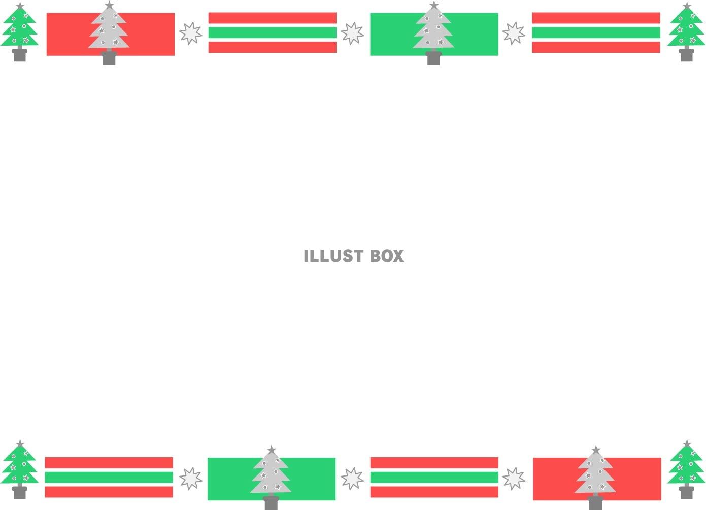 クリスマスツリーとクリスマスカラーのデザインのフレーム・枠