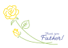 シンプル線画の黄色い薔薇・父の日メッセージカード