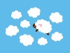 羊と雲のイラスト・PNGは背景透過しています（青背景なし）