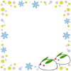 雪兎フレームシンプル飾り枠背景イラスト。透過png 