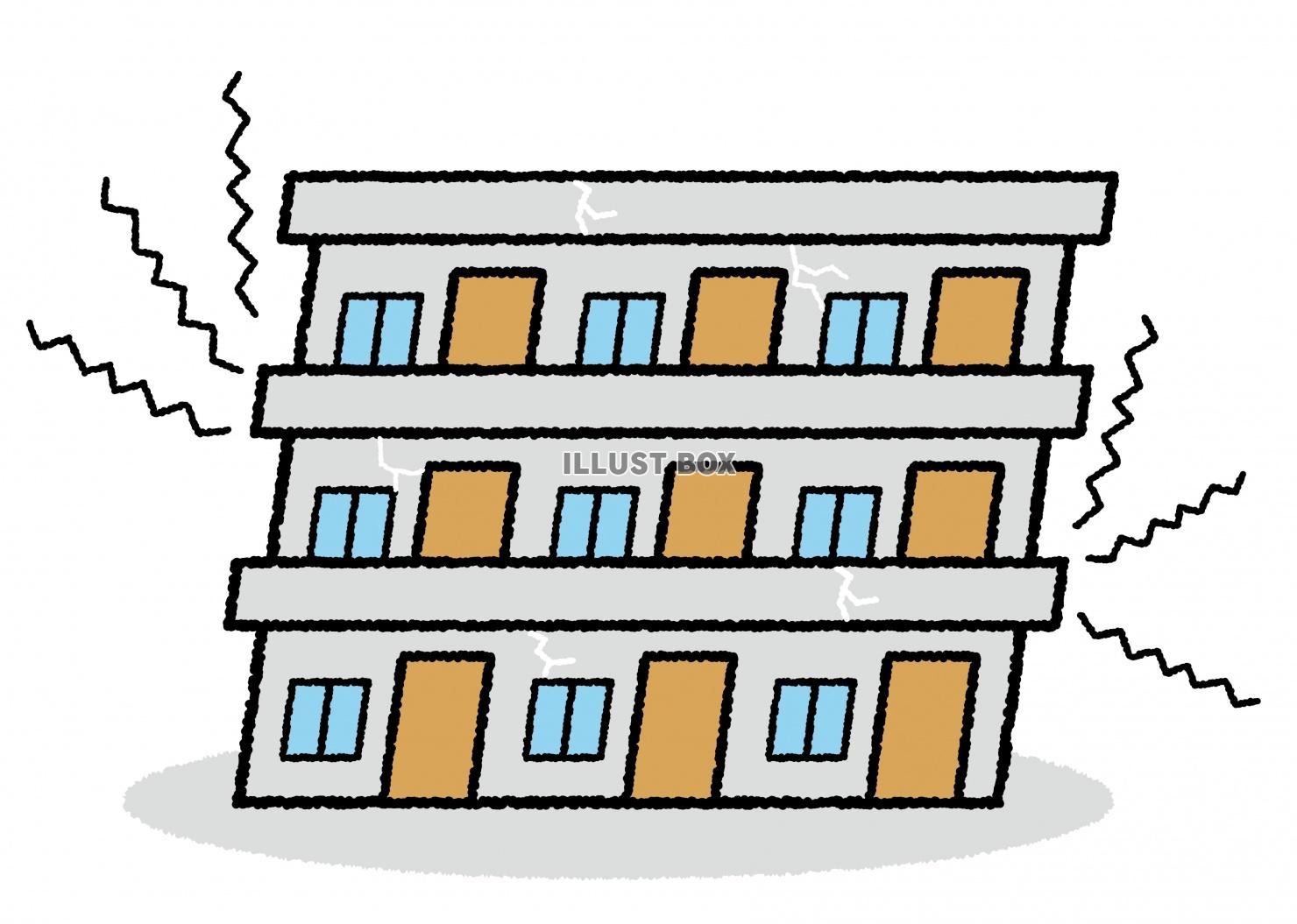 無料イラスト 建物05 06 三階建て アパート 地震 騒音