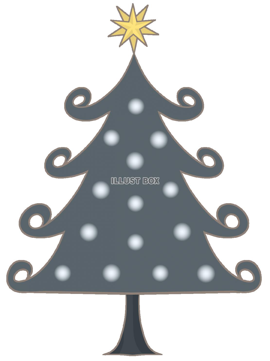 クリスマス　シンプルなツリーのイラスト　線あり
