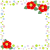 椿の花フレームシンプル飾り枠背景イラスト。透過png