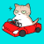 車を運転する猫（背景あり）