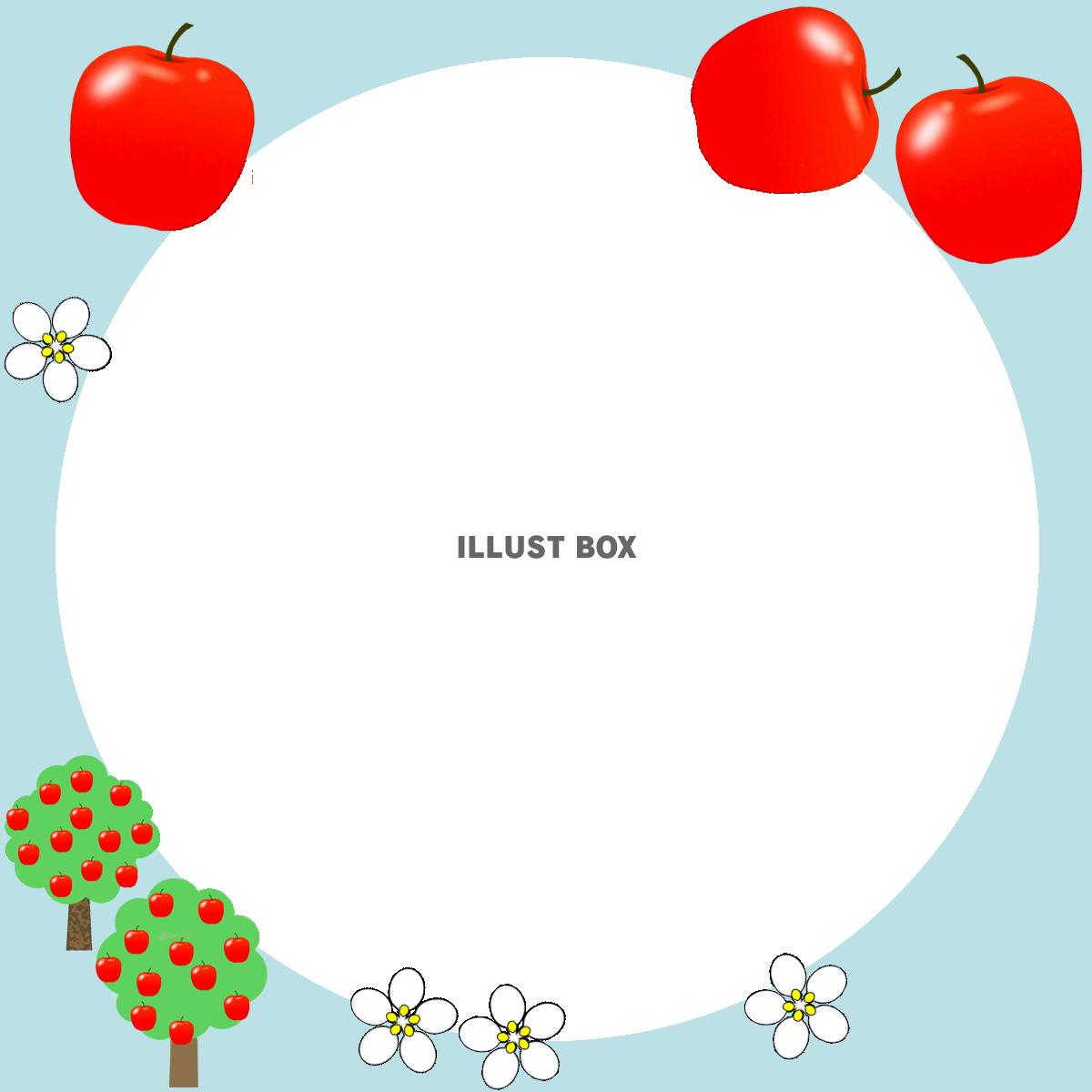 りんごフレームシンプル飾り枠背景イラスト。透過png 