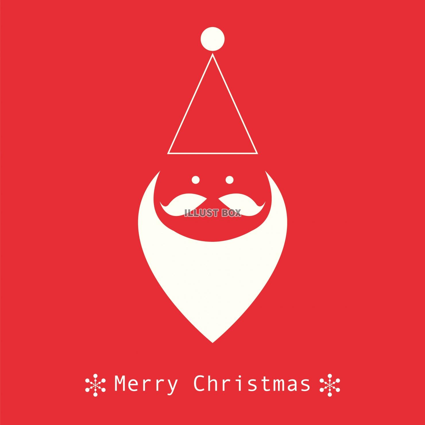 無料イラスト シンプルなサンタのクリスマスカード 赤