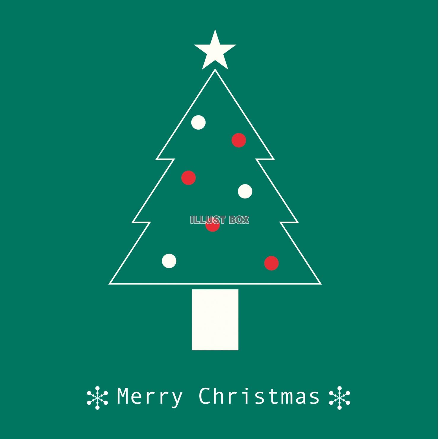 クリスマスカード　シンプルなクリスマスツリーイラスト　緑