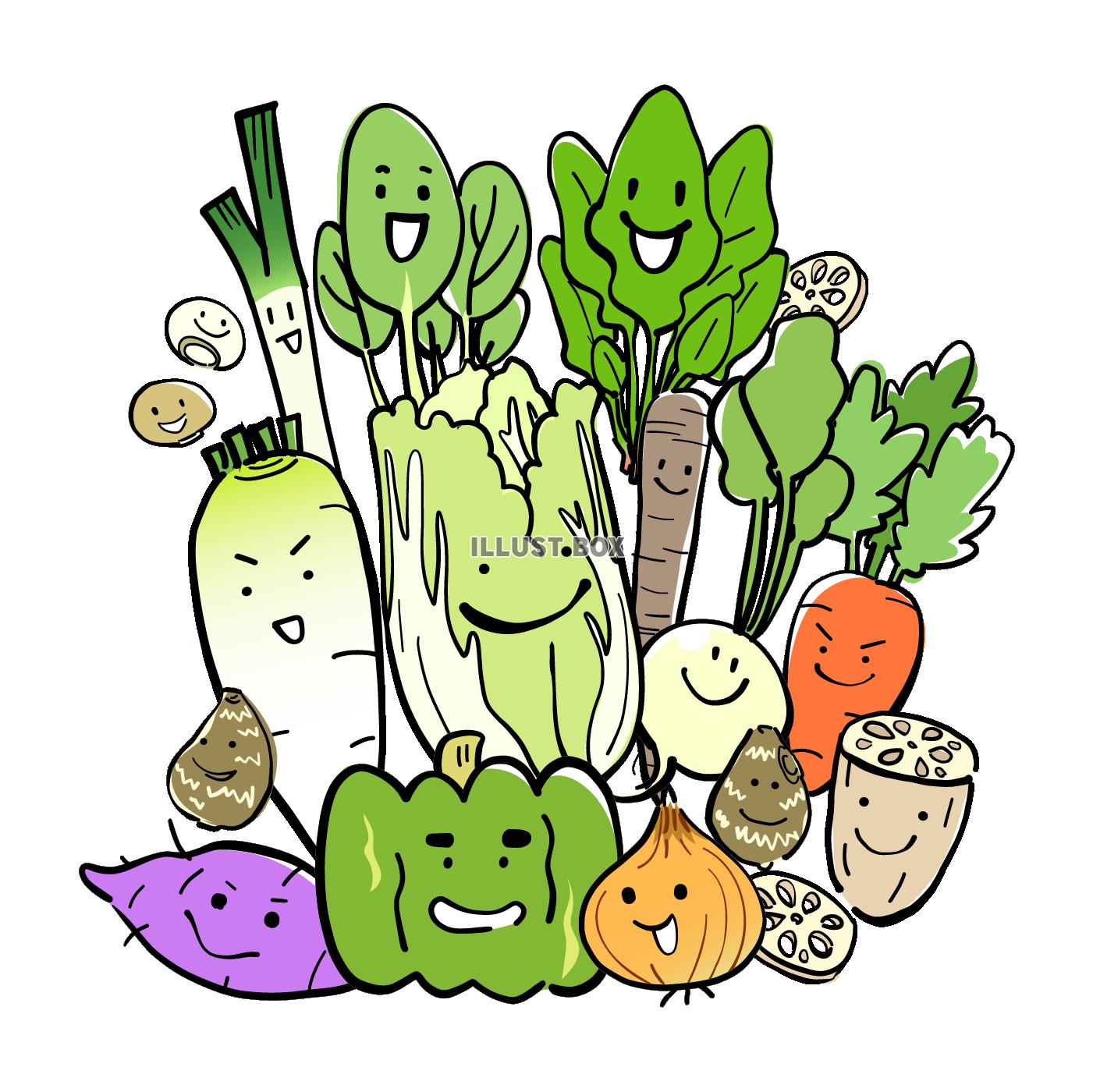 無料イラスト ゆる野菜 冬の集合セット