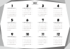 カレンダー （2022年・一年間・三角・モノクロ・横）