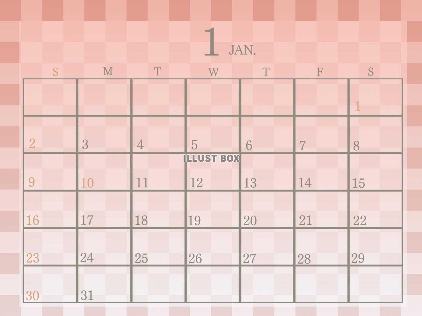 ２０２２年　市松模様のあるシンプルなカレンダーイラスト