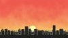 背景：夕方・日の出の都会の風景