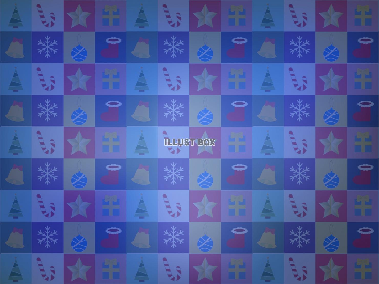 クリスマスモチーフ、テキスタイル風パターン背景(青)