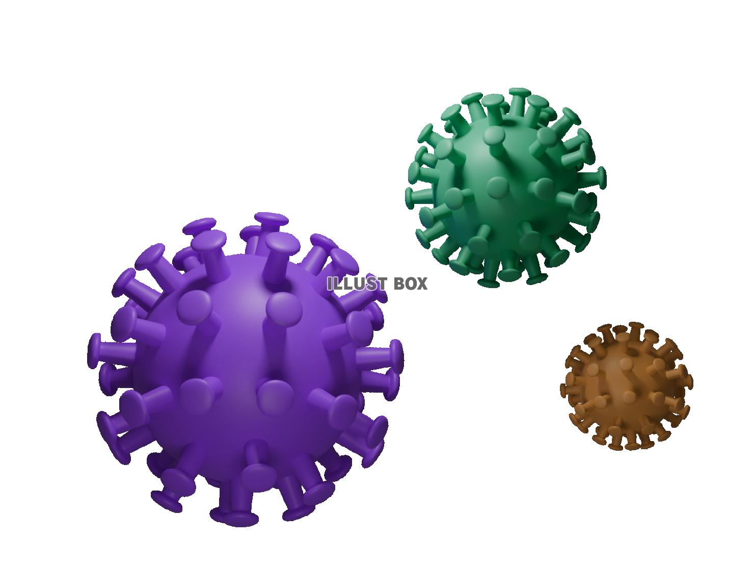 新型コロナウイルス（3DCG・透過PNG）のアイコン