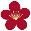 梅の花に麻の葉文様のイラスト素材（赤）