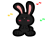 嬉しそうなかわいい黒ウサギ