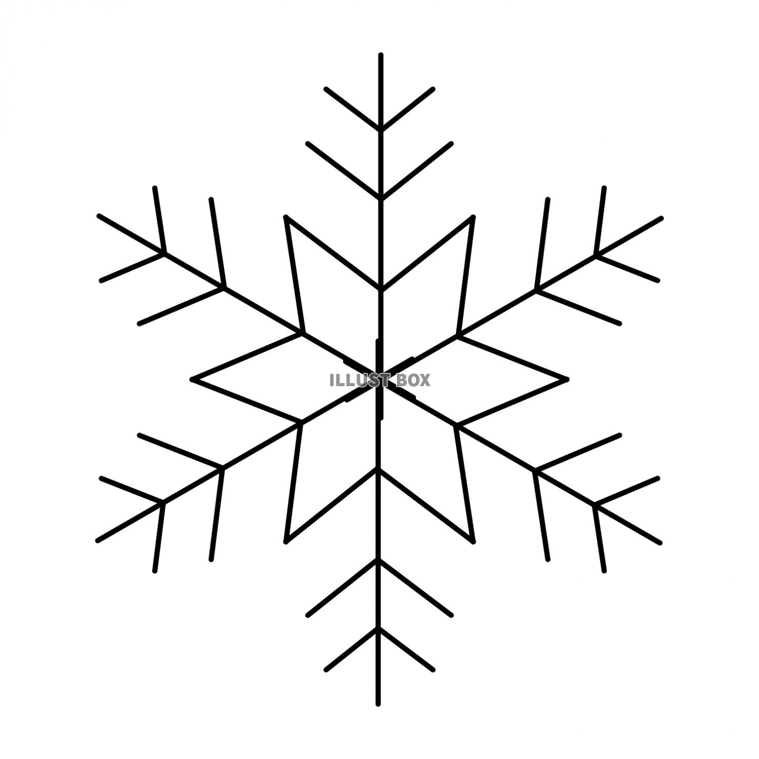 雪の結晶モチーフパーツ、シンプル線画01
