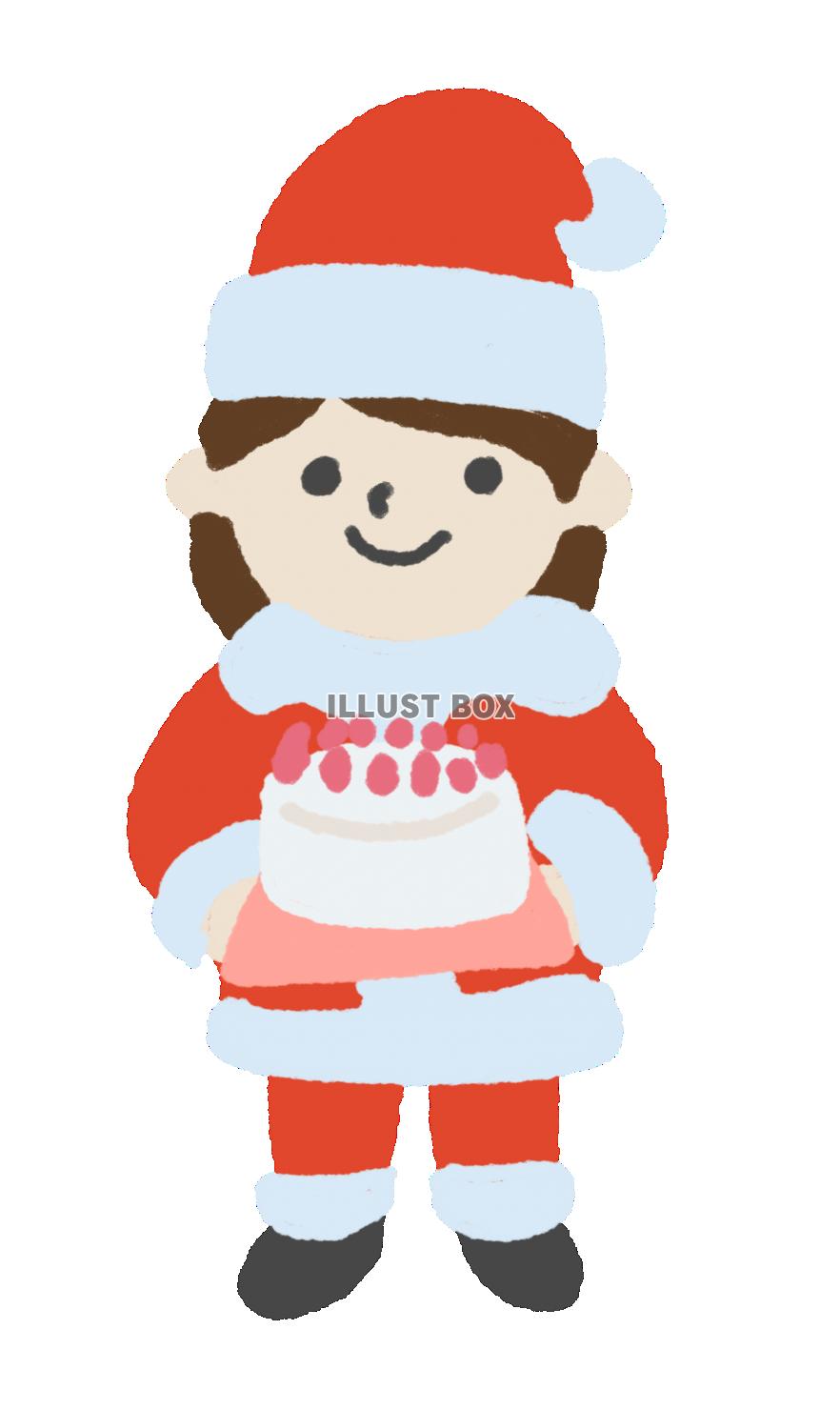 クリスマスケーキを売る女性のイラスト