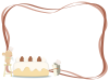 ケーキ作りをするリスとハリネズミのフレームイラスト　線なし