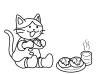 桜もちを食べる猫_線画