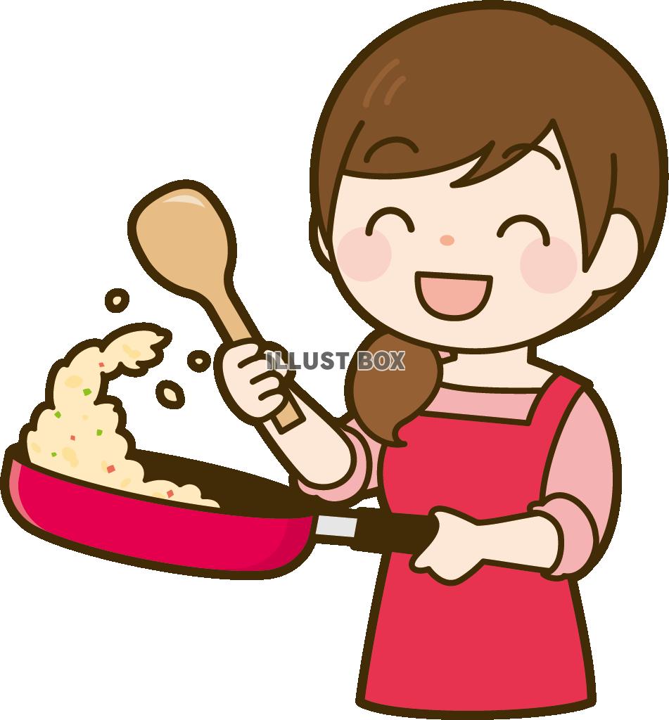 無料イラスト 料理をする女性