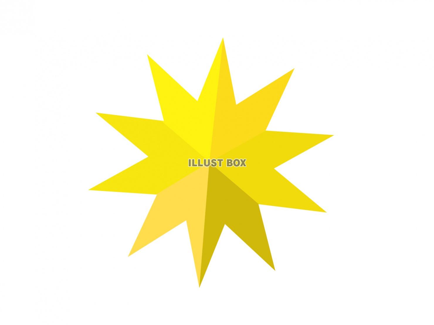 十角形の多角形星型、黄色グラデーション