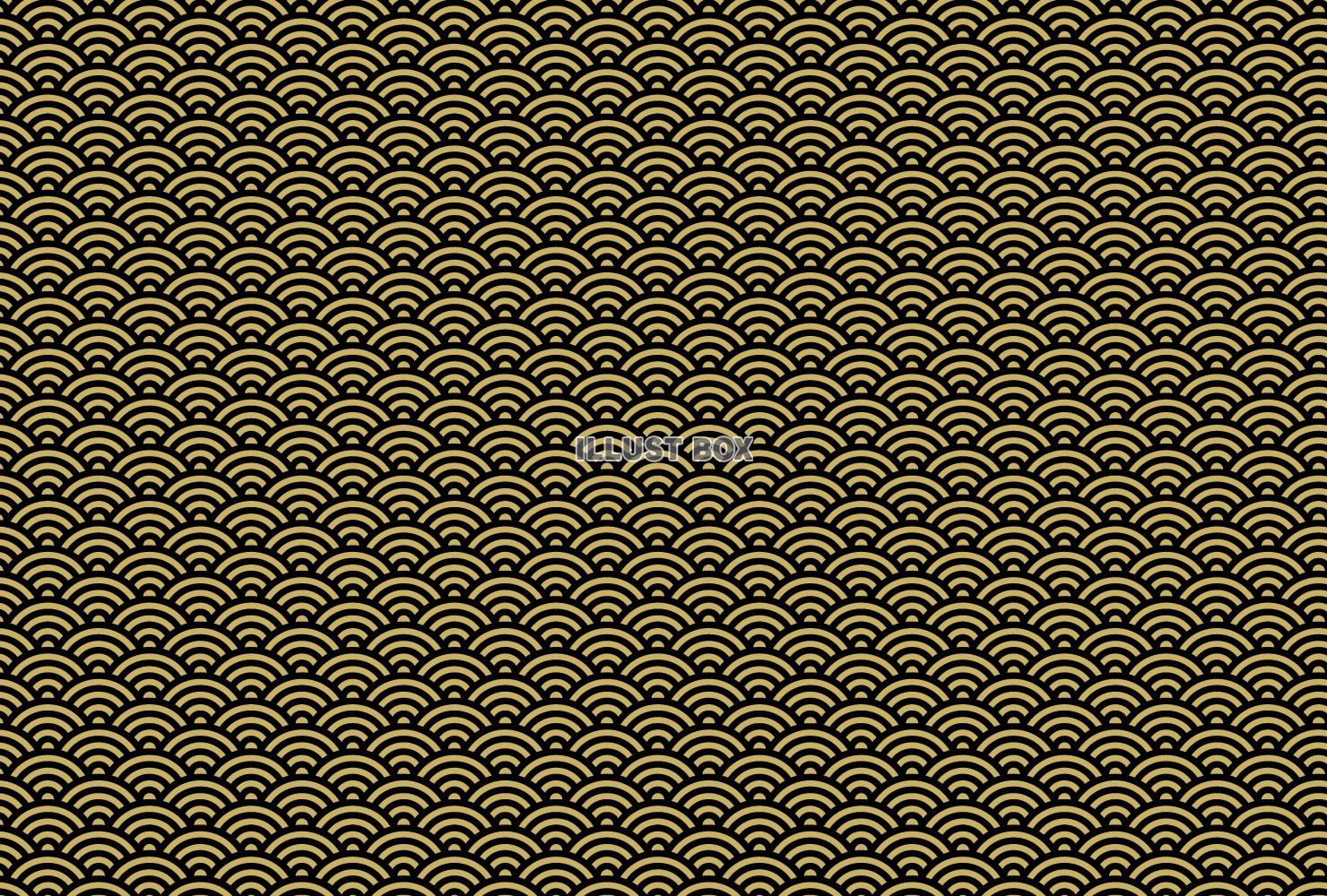 青海波テクスチャ10【金地/黒】
