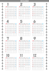 カレンダー （2022年・一年間・ダイヤライン・縦）