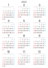 カレンダー （2022年・一年間・一列3カ月・丸ゴシック・シンプル・縦）