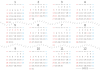 カレンダー （2022年・一年間・一列4カ月・音符・横）10