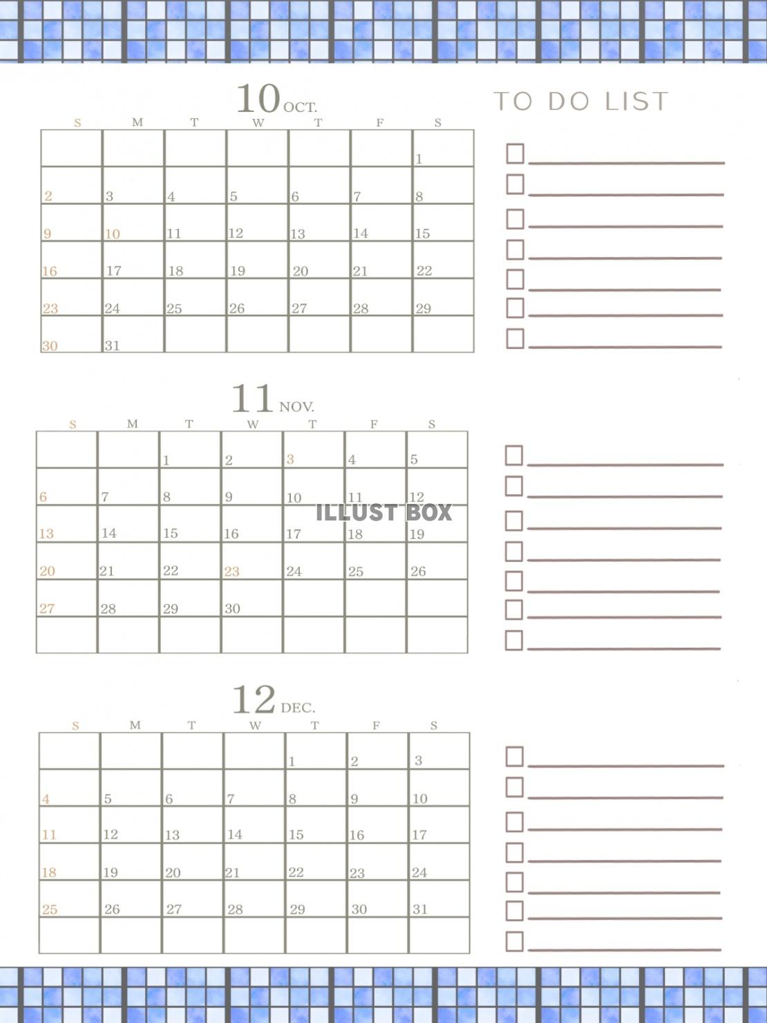 ２０２２年　TODOリストのあるシンプルなカレンダー（10,...