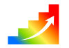 レインボーカラーグラデーションの階段と矢印アイコン