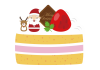 11_イラスト_苺ケーキ・サンタ・トナカイ・カット