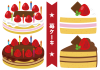 13_イラスト_ケーキ４種・苺・チョコ・ホール・カット