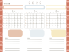 ２０２２年　今月の目標のあるシンプルなカレンダー（1,2,3月）