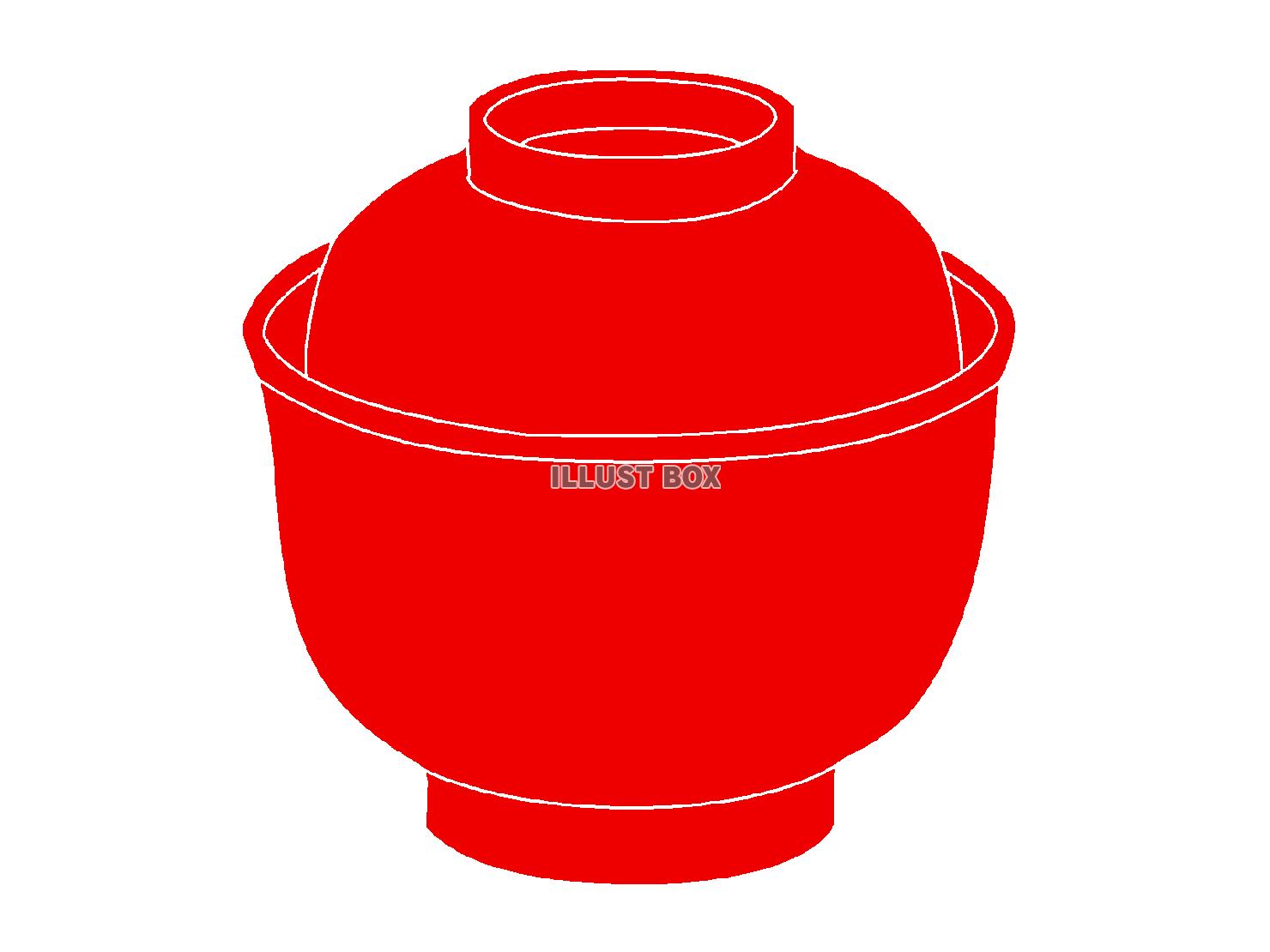 赤色のお椀のシルエットアイコン