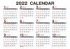 2022年 年間カレンダー（六曜入り）