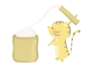 モチツキをする虎のイラスト　線なし