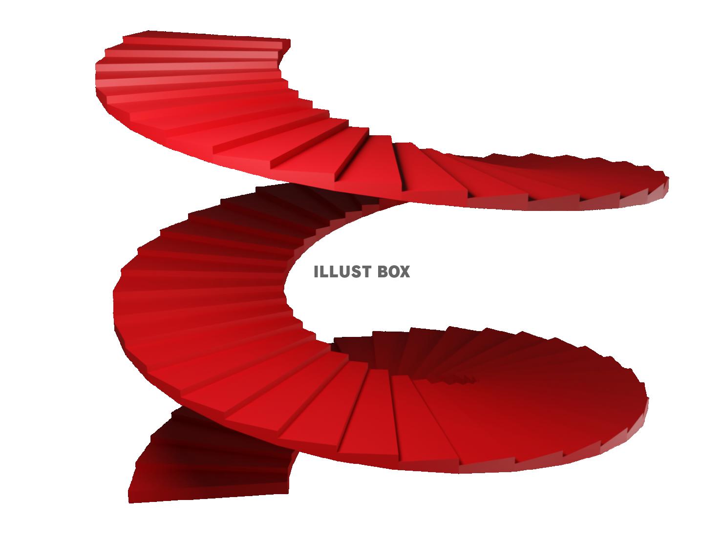 赤い螺旋階段（3DCG・透過PNG）の素材