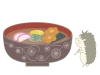 年越しそばが食べたいハリネズミのイラスト　線あり