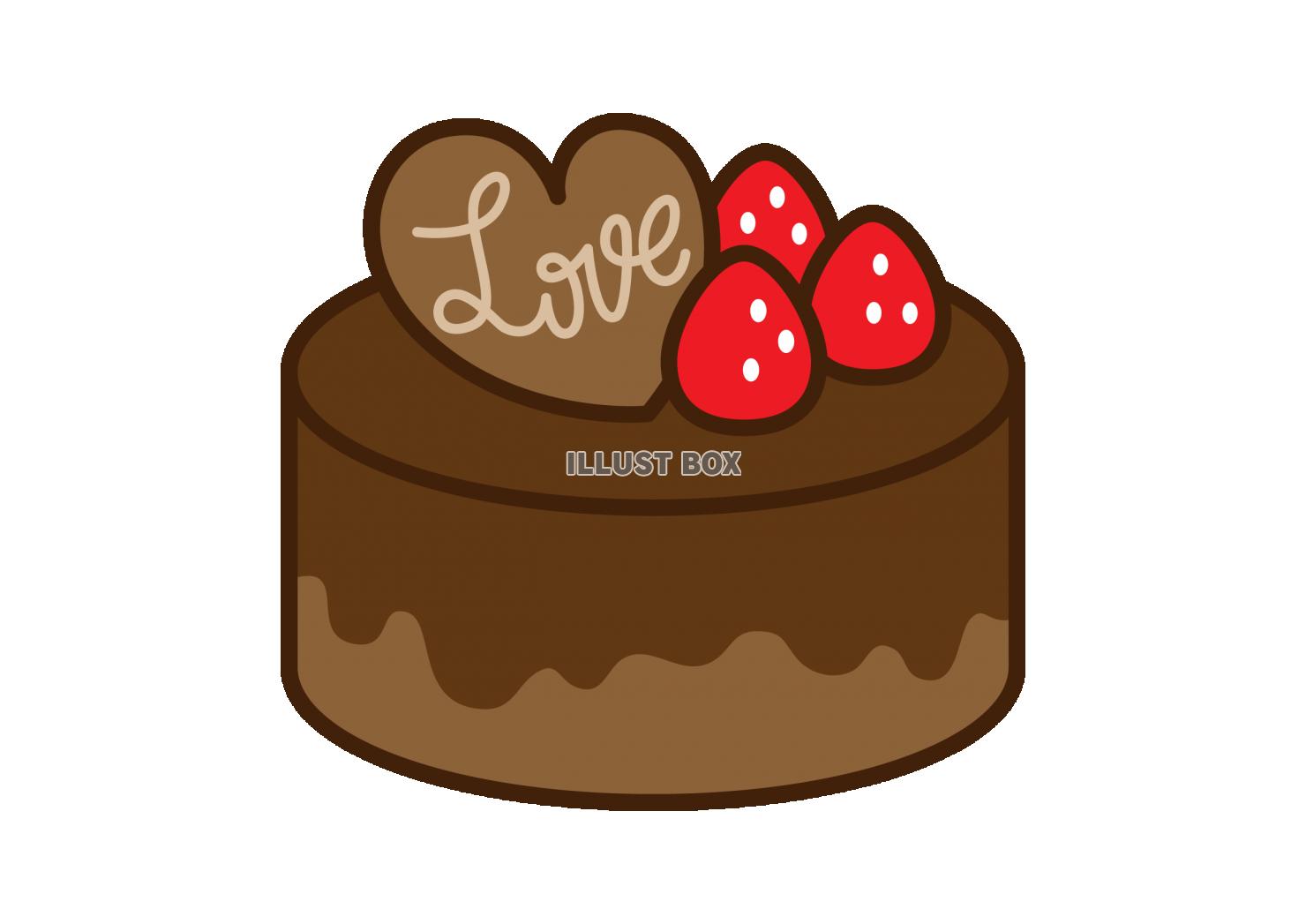 無料イラスト バレンタインデー イチゴのチョコケーキ