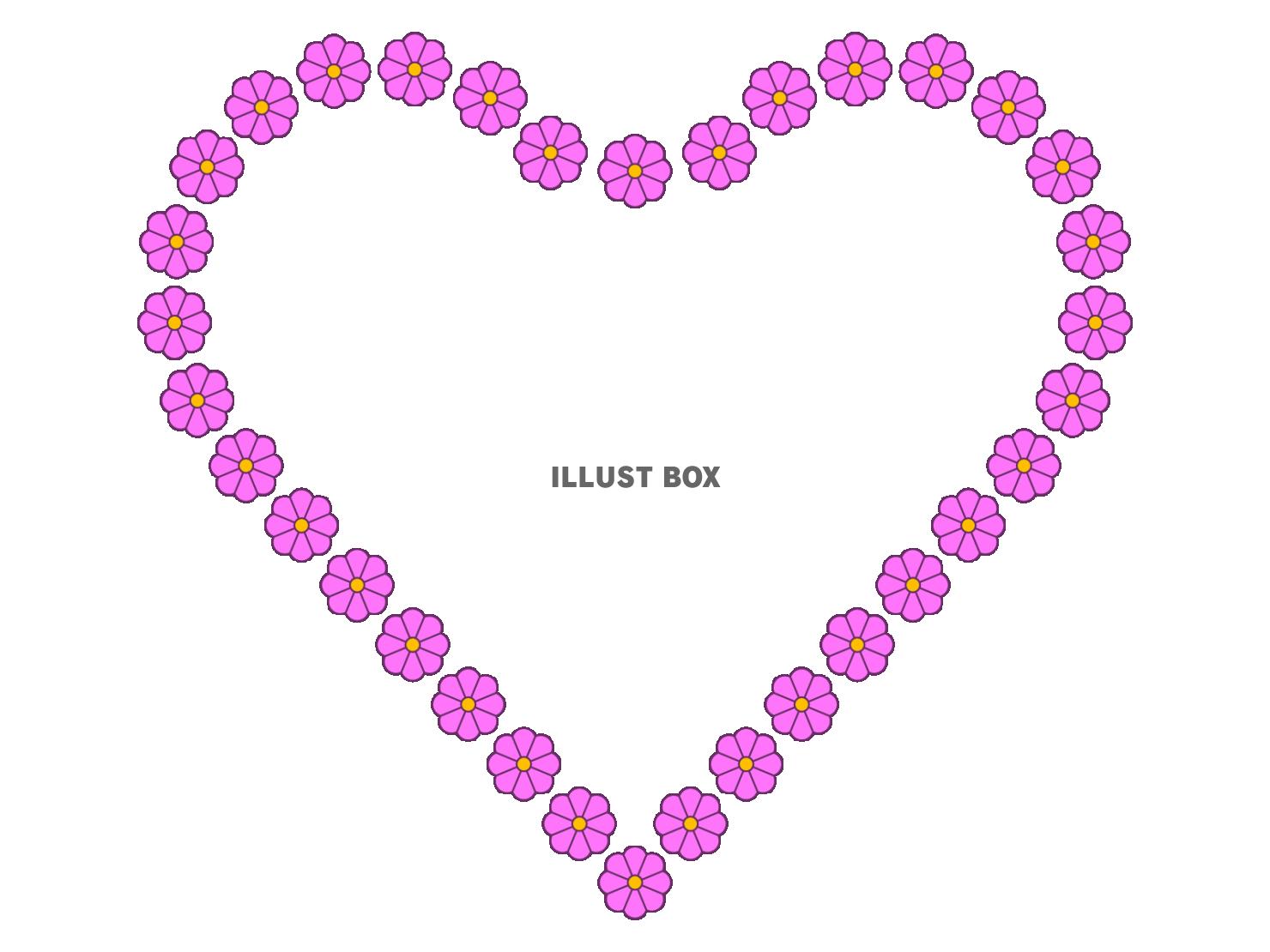 可愛いハート・花（透過PNG）のフレーム素材
