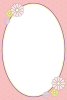 楕円形フレーム　菊と麻の葉　和風イラスト　(ピンク)　はがきサイズ