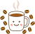コーヒー豆と笑顔のマグカップ