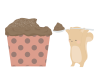 バレンタイン　チョコカップケーキとリスのイラスト　線なし