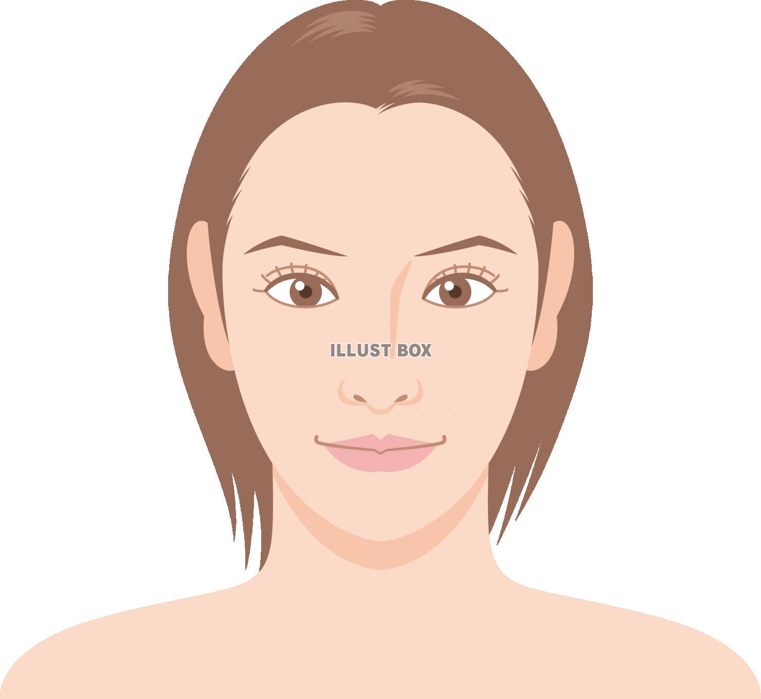 無料イラスト 健康的な若い女性の顔 美容のイメージ
