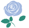 青い薔薇の花のイラスト　一輪　透過PNG