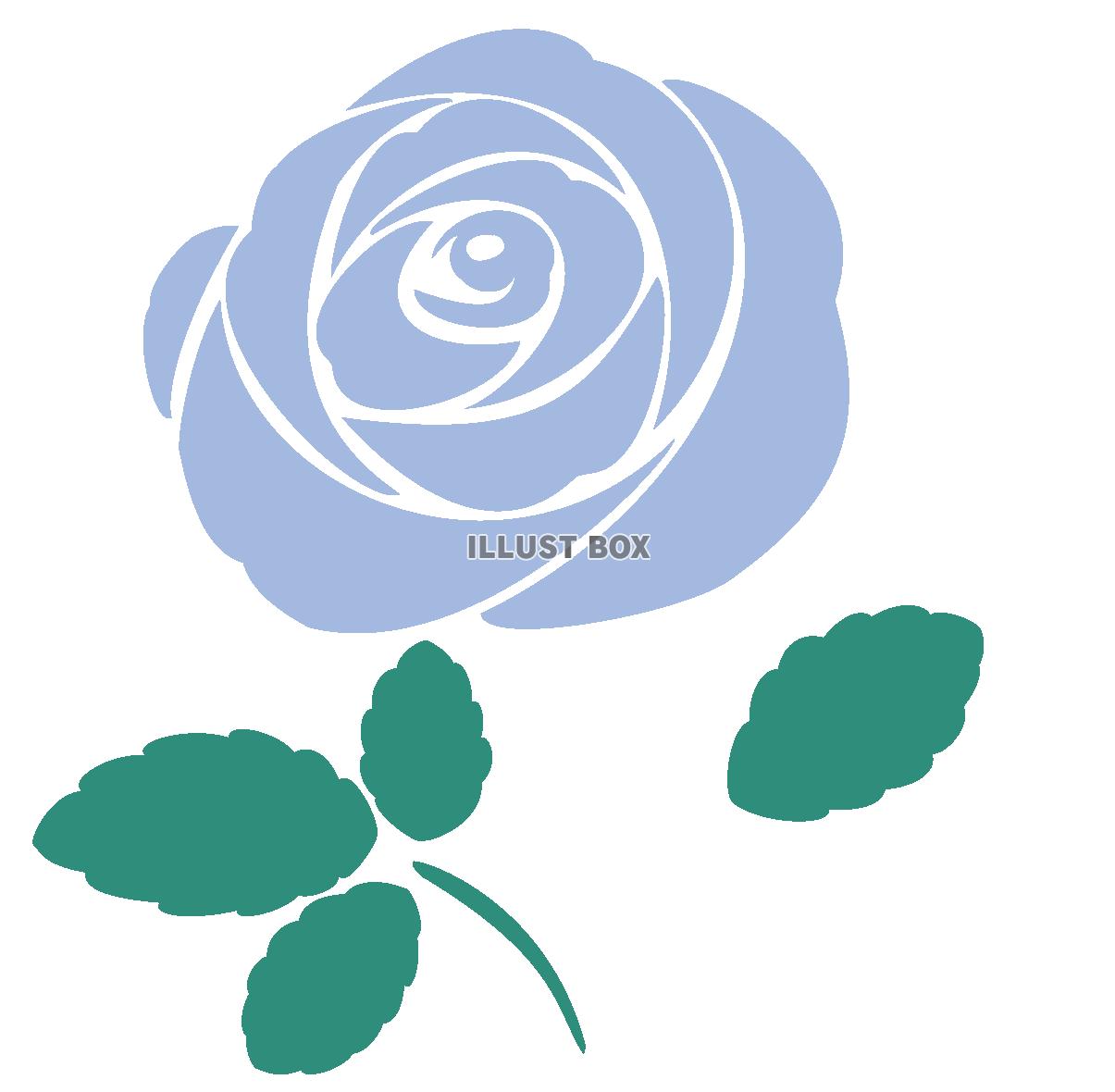 青い薔薇の花のイラスト　一輪　透過PNG