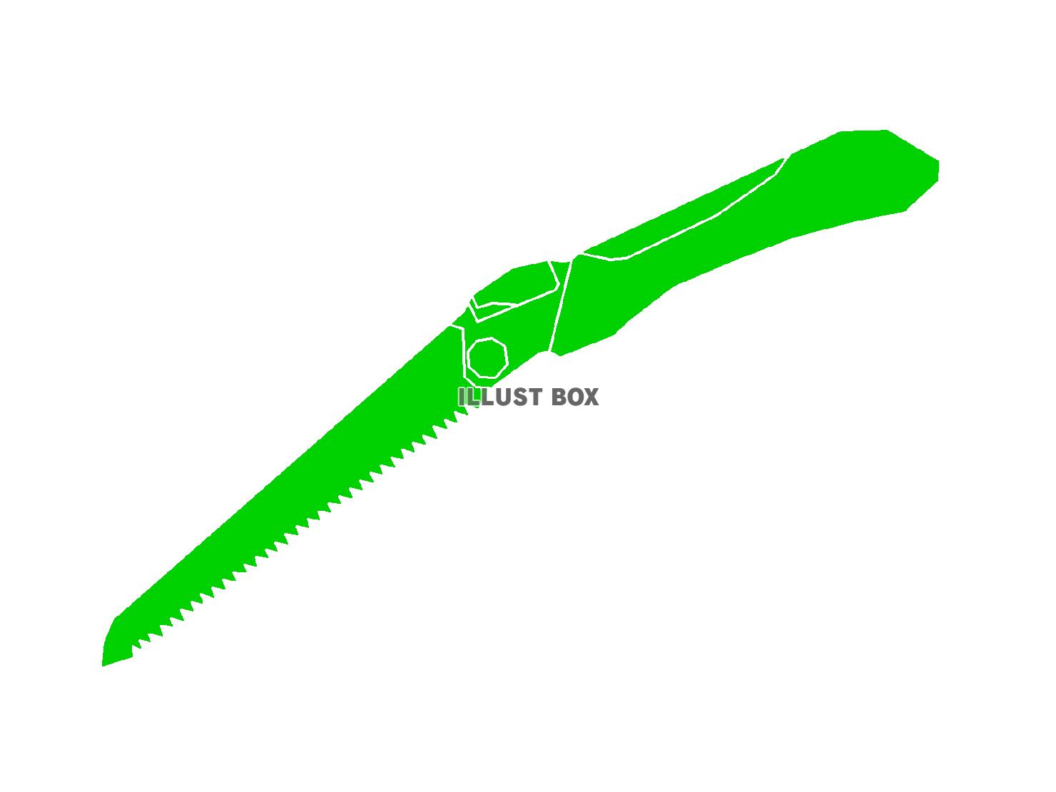 緑色のノコギリのシルエットアイコン