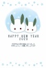 二匹の雪ウサギと雪の結晶のおしゃれな年賀状テンプレート