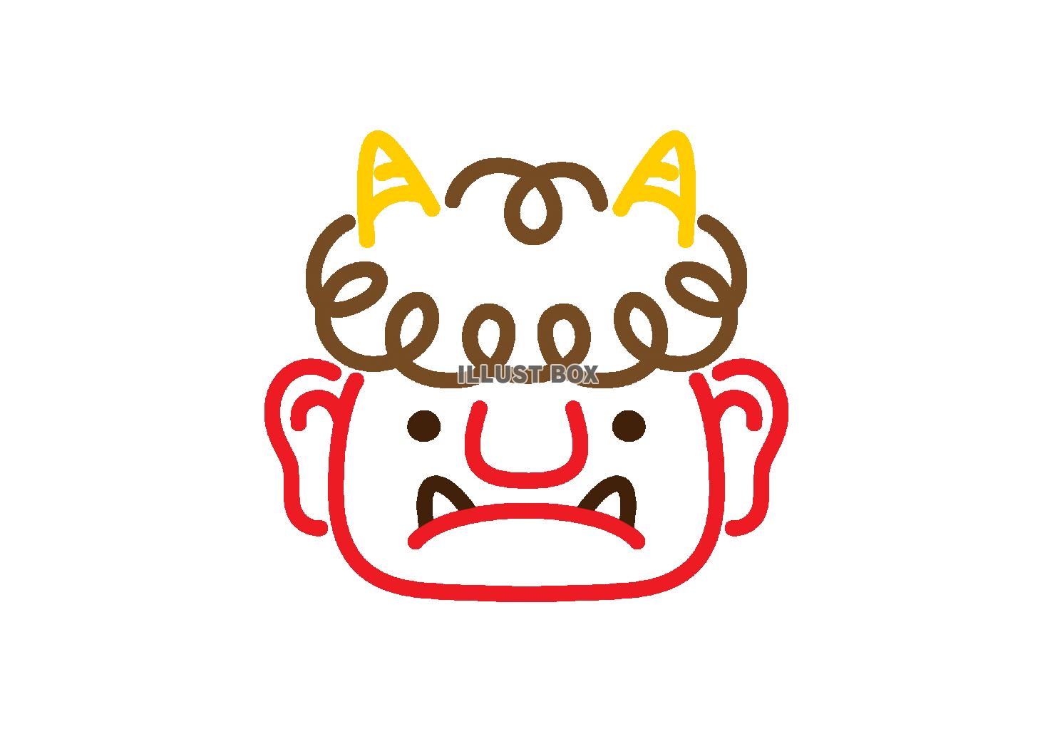 節分　鬼の顔　アイコン　カラー線